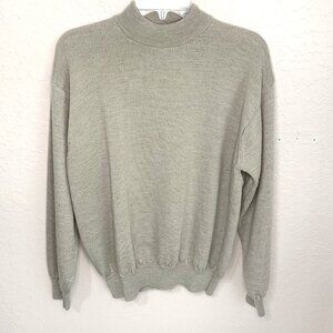 Cortina Italia Merino Wool Sweater Mens Large Beige Long Sleeve Mock Neck Soft